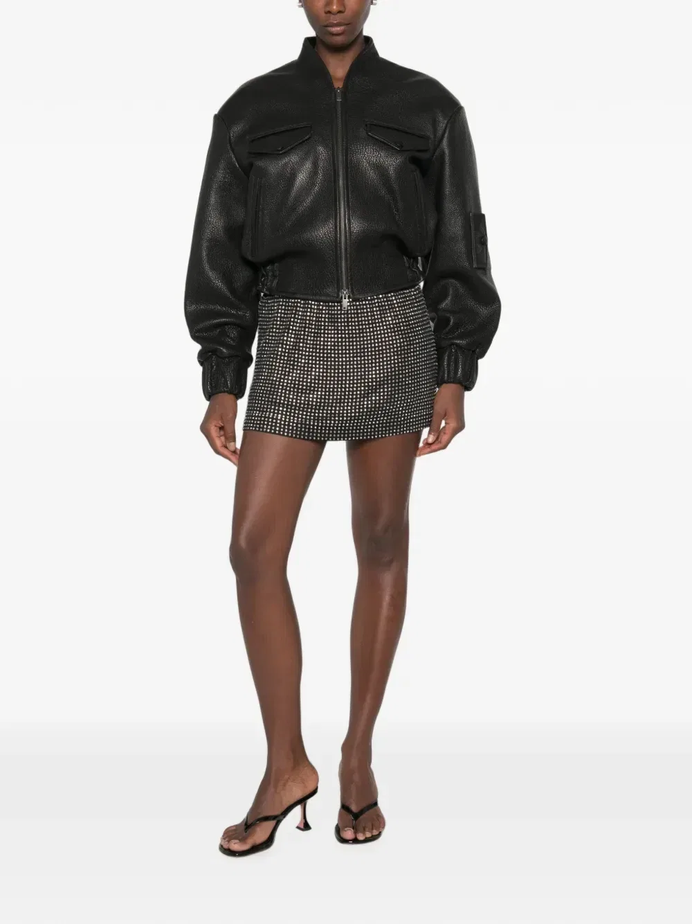 Шорты украшенные кристаллами Alexander Wang, черный — фото 2
