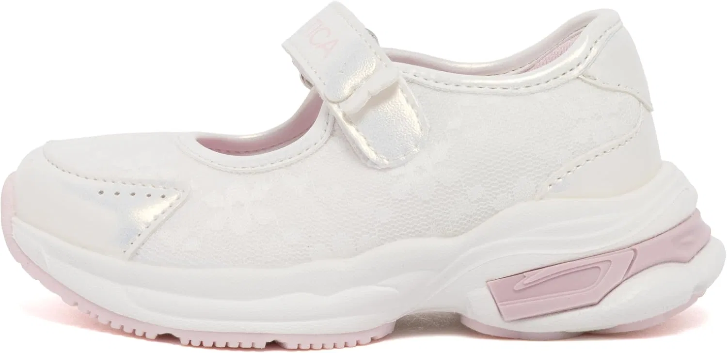 Детские кроссовки для девочек с закрытием на липучке Jemese R Nautica, White Iridescent Pink — фото 2