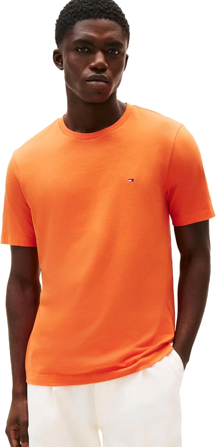 Мужская хлопковая футболка с логотипом Tommy Hilfiger, Brilliant Orange