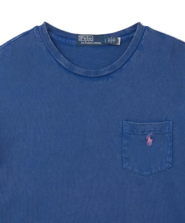 Футболка с коротким рукавом классического кроя из хлопка и льна, Polo Ralph Lauren, синий — фото 3