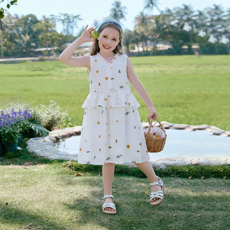 Детский комплект из двух предметов с юбкой Kids Two Piece Skirt Sets, XIANGYING, White — фото 4