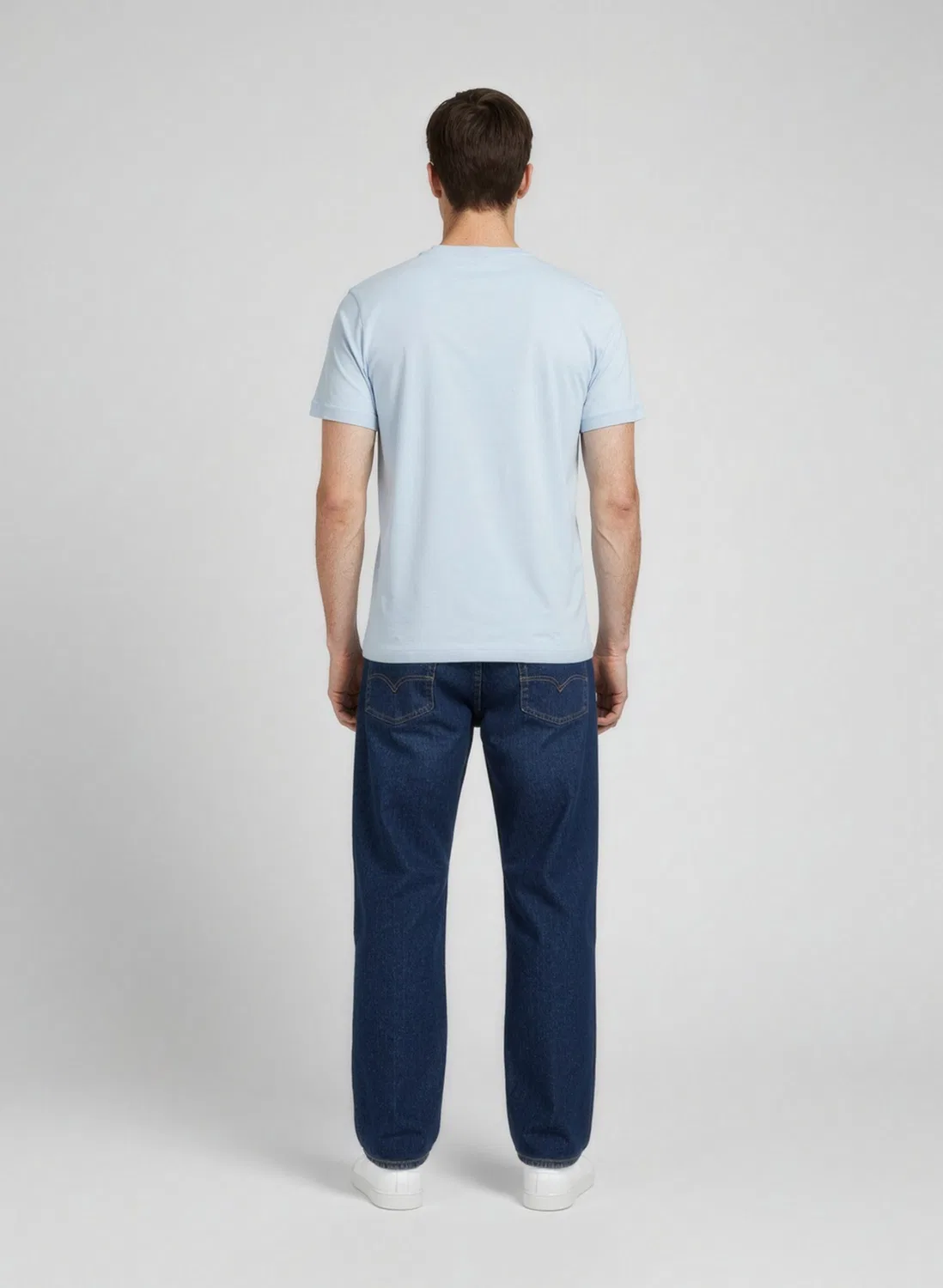 Мужская футболка с принтом на воротнике Blue Cotton T-Shirt Balmain, Blue — фото 2