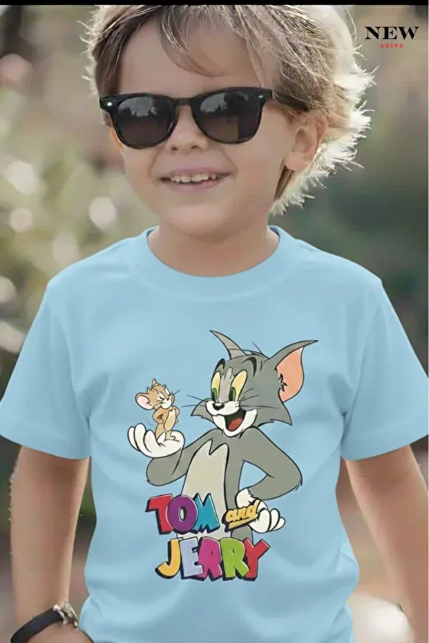 Детская футболка с принтом Tom and Jerry New Shine, Babe Blue