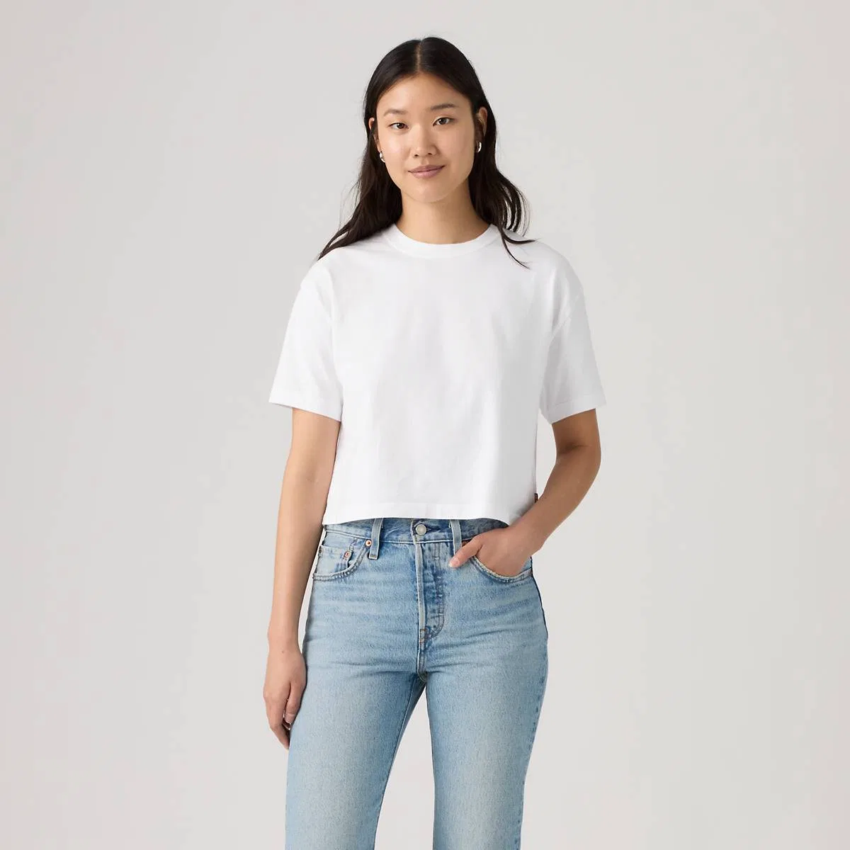 Укороченная футболка на каждый день Levi's, Bright White - White — фото 3