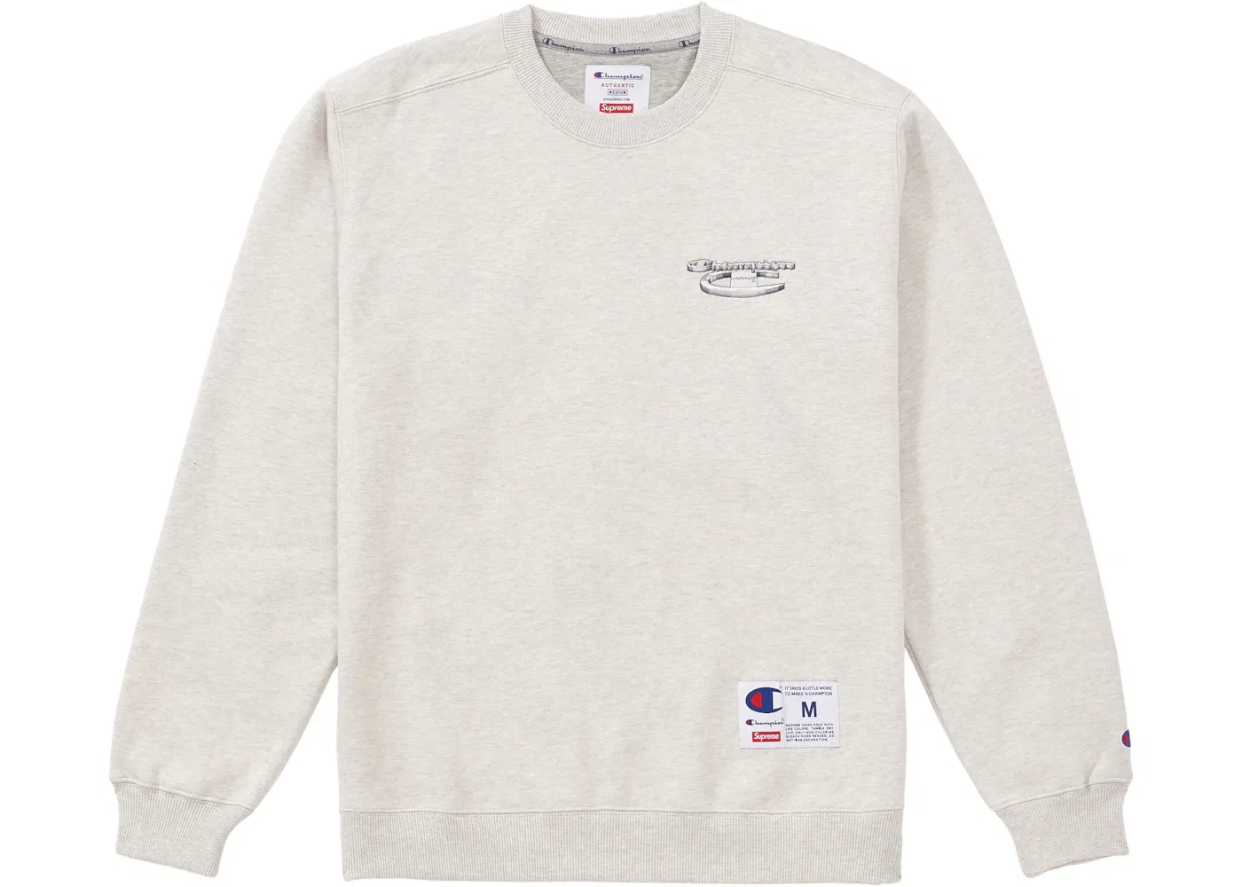 Мужской свитшот с принтом Supreme Champion 3D Metallic Crewneck, Ash Grey
