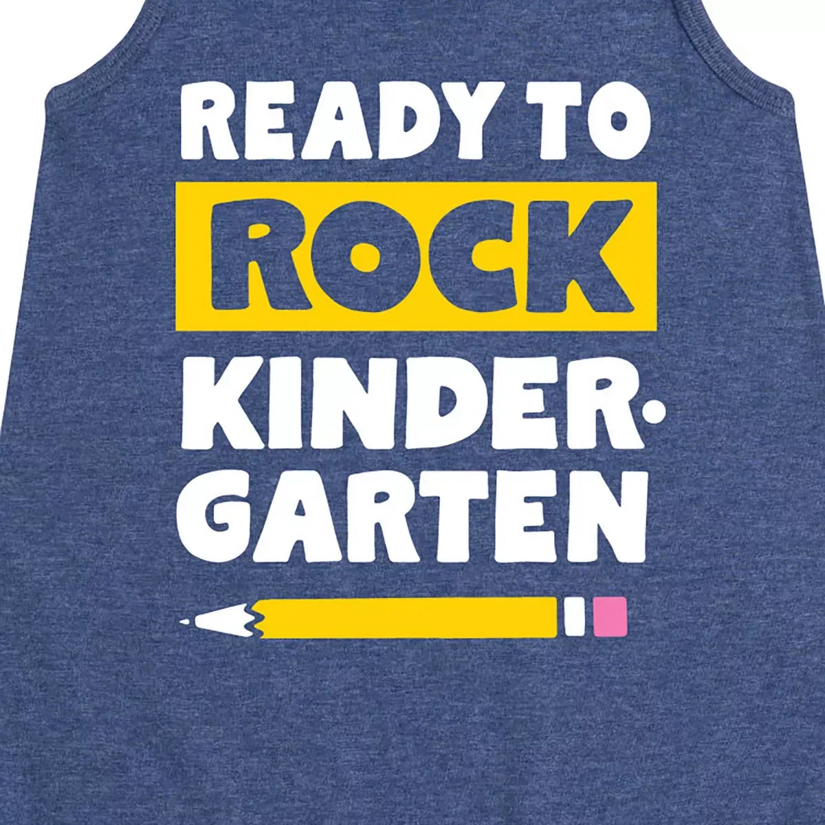 Детское платье-трапеция без рукавов с принтом Ready to Rock Kindergarten Instant Message, Heather Navy — фото 2