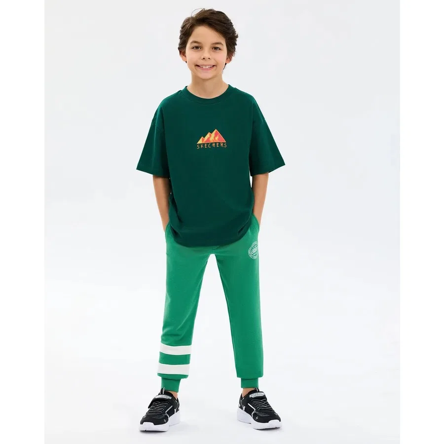 Спортивные штаны с мягким флисом для мальчика B Lw Fleece Sweatpant Skechers, Хаки — фото 2