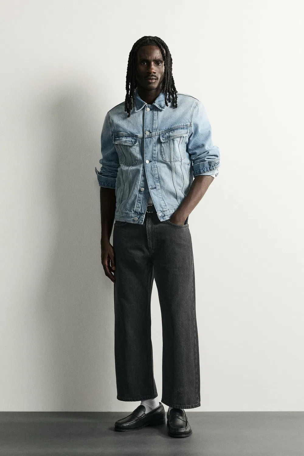 Свободные укороченные джинсы ZARA, Charcoal