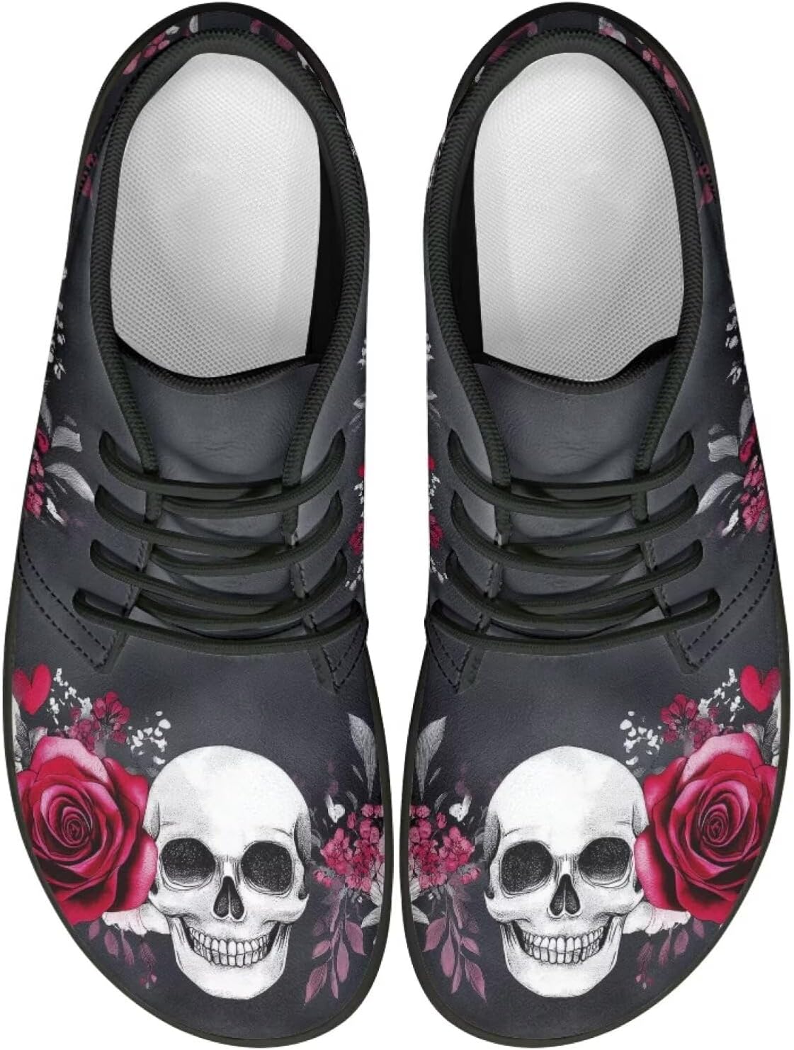 Мужские ботинки Forchrinse Blood Skull, модные кроссовки, кожаные ботинки средней высоты на шнуровке, для прогулок и вождения, с подошвой EVA, Funny Skull Rose — фото 3