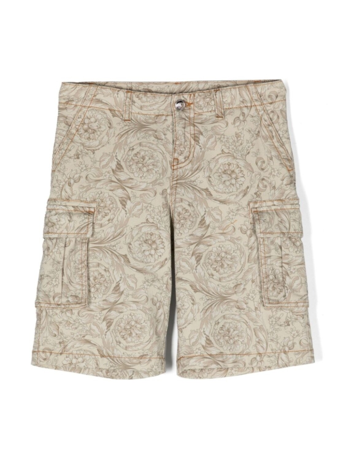 

Versace Kids джинсовые шорты карго с принтом Barocco, нейтральный цвет