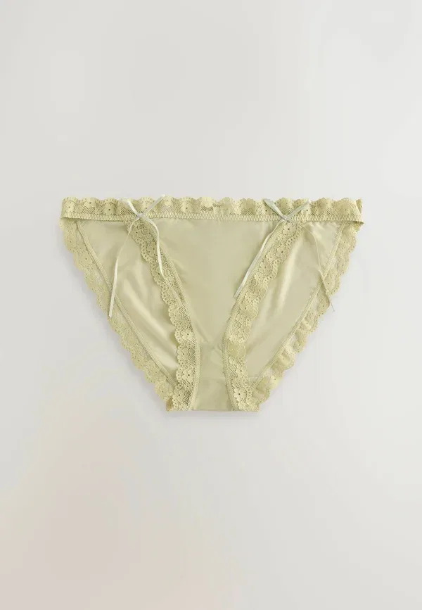 Комплект из 3 трусов кружевные Next cream green tulip, зеленый — фото 2