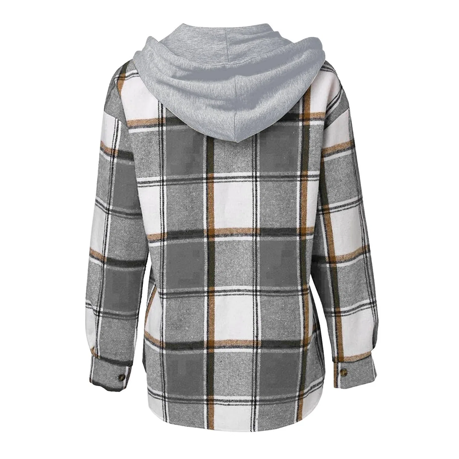 Женское пальто свободного кроя с принтом Elegante stampa casual a quadri, Grigio-a — фото 3