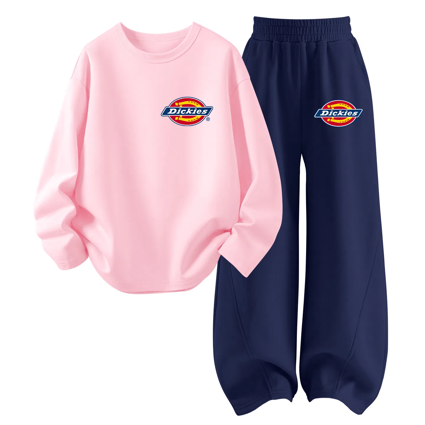 Детский комплект из футера с принтом Elegant Logo Thick K, Dickies, Light Pink/Navy Blue