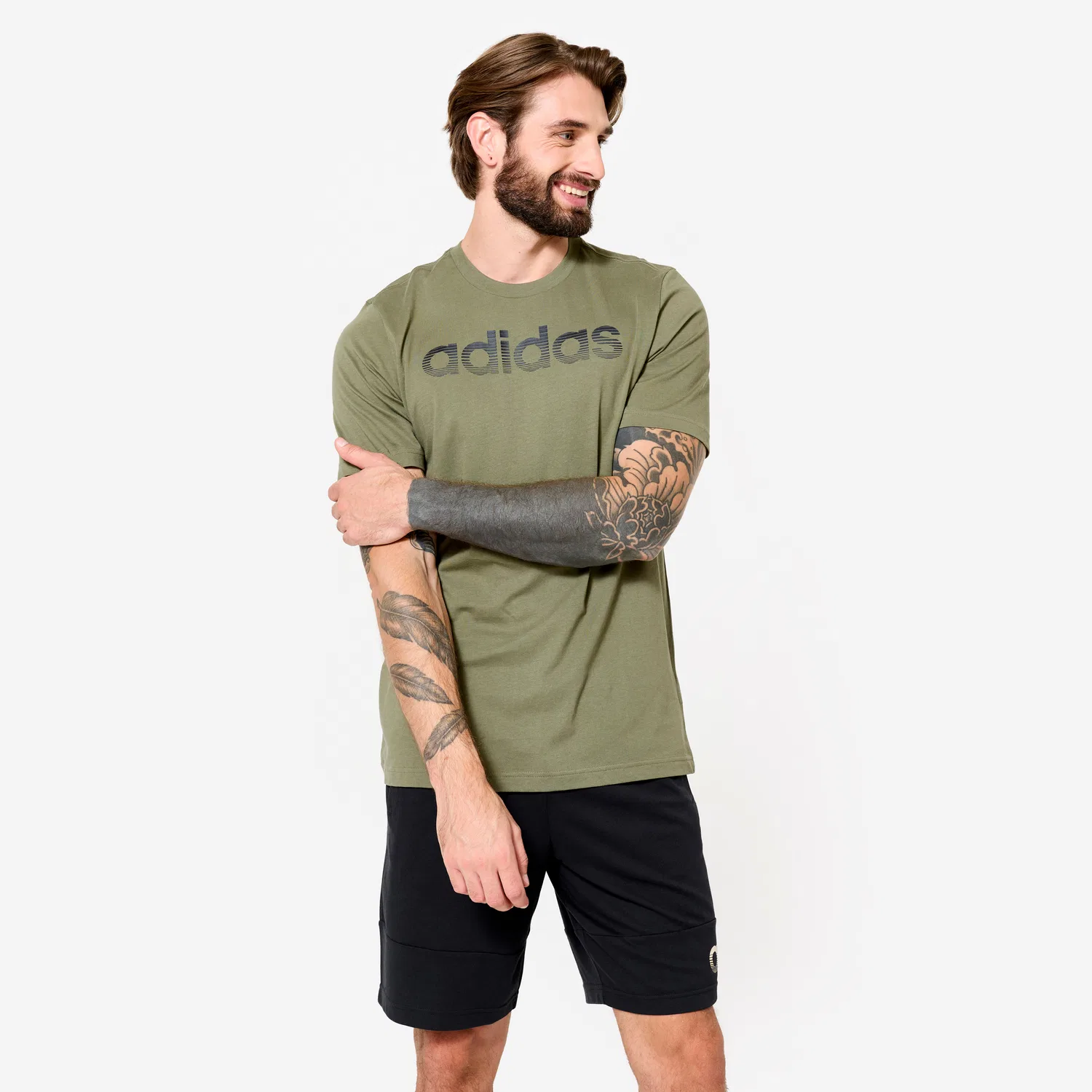 Мужская футболка с принтом Adidas, Olivgrun