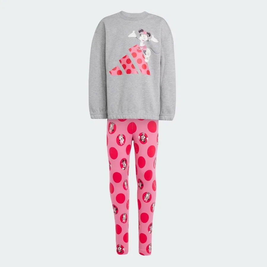 Детский спортивный комплект из свитшота и леггинсов Minnie Mouse adidas, Розовый — фото 4