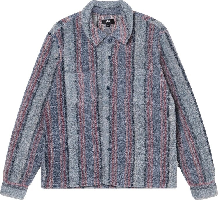 

Рубашка Stussy Stripe Sherpa Shirt 'Blue', синий