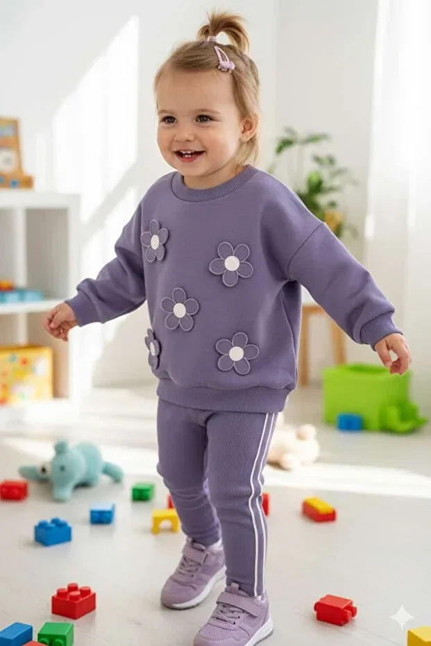 Детский комплект для девочек с цветочным принтом Pitababy, Purple