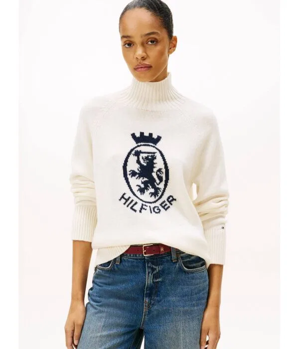 Женский полуводолазка из шерсти Tommy Hilfiger, Écru