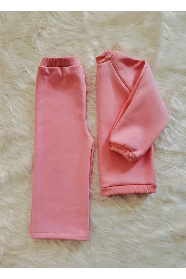 Детский комплект пижамы для девочек толстый зимний Oversize Deniz Yildizi Desing, Pink — фото 2