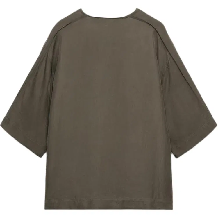 Женская рубашка с V-образным вырезом ZW Shirts, ZARA, Gray — фото 3