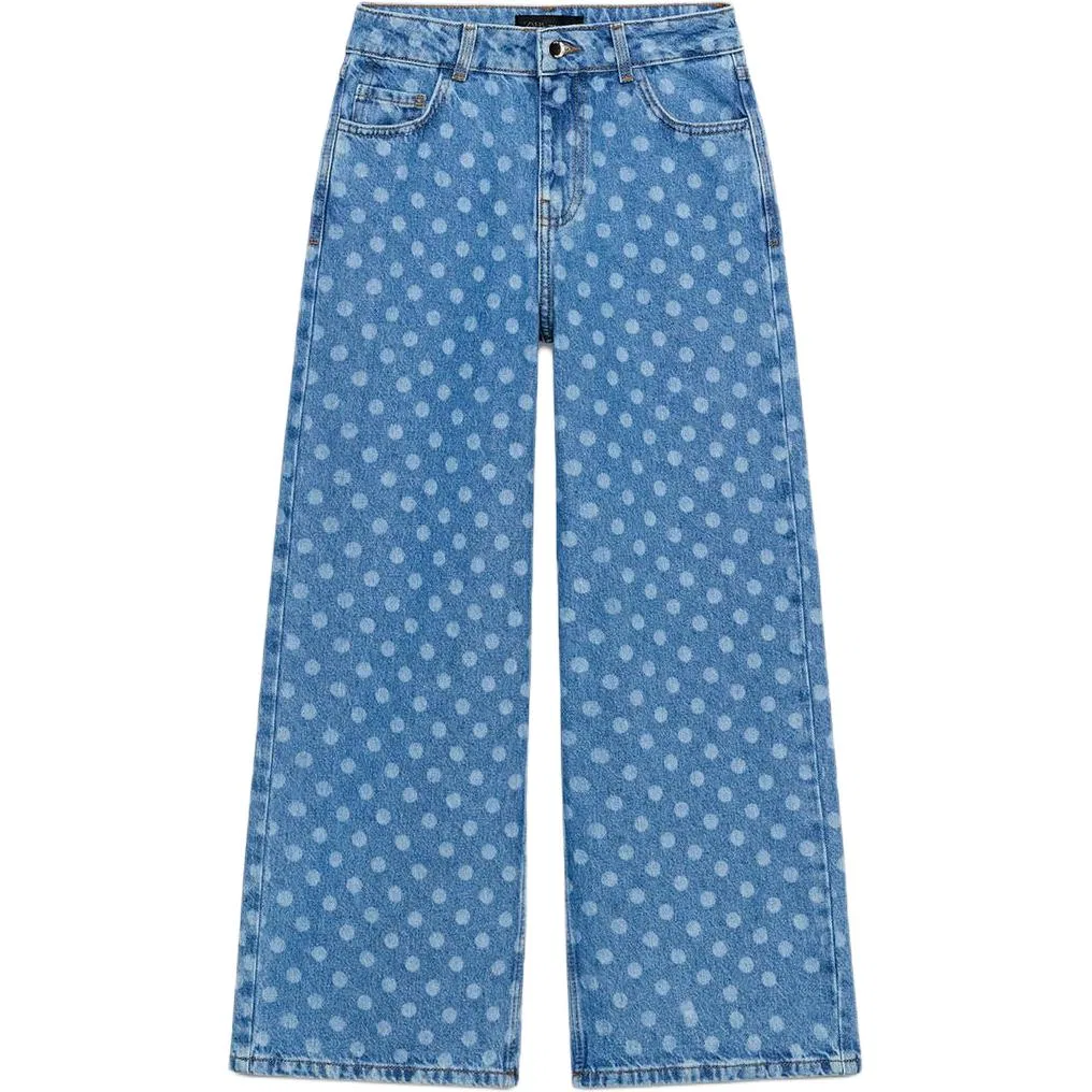 Женские джинсы с широкими штанинами Medium Blue ZARA