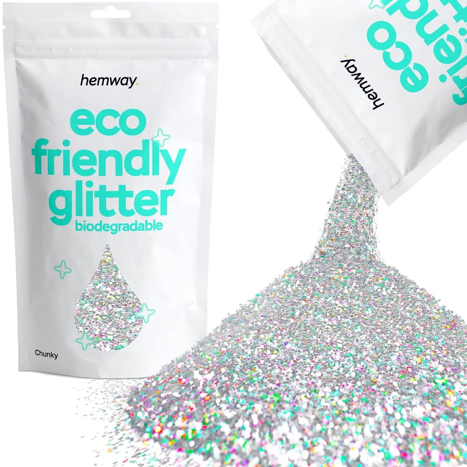 Блестки биоразлагаемые Hemway, 100g, Silver Holographic
