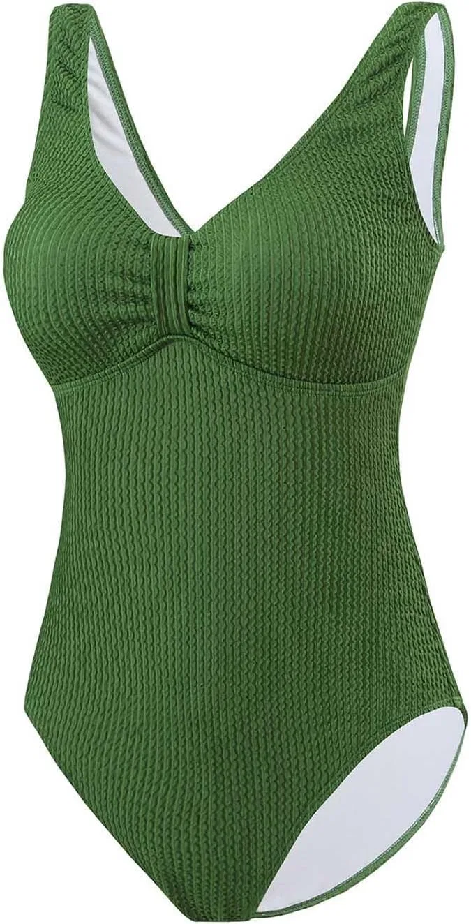 Женский цельный купальник с полным покрытием, Army Green — фото 2