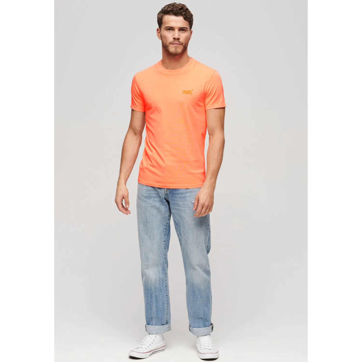 Детская хлопковая футболка с круглым вырезом Superdry, Orange — фото 3