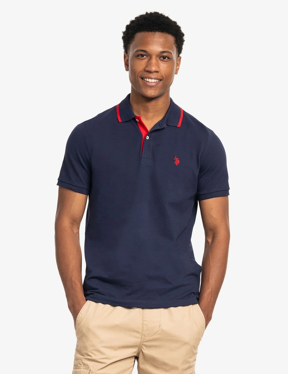 

Футболка поло U.S. Polo Assn. Slim Fit Stretch Solid Pique, темно-синий