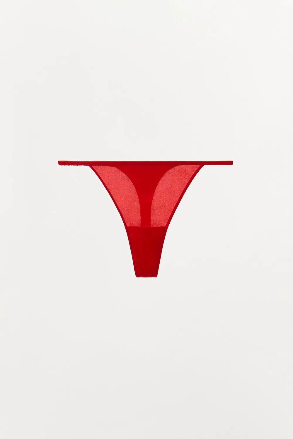 Однотонные трусики-стринги из шелковой смеси ZARA, Red — фото 3