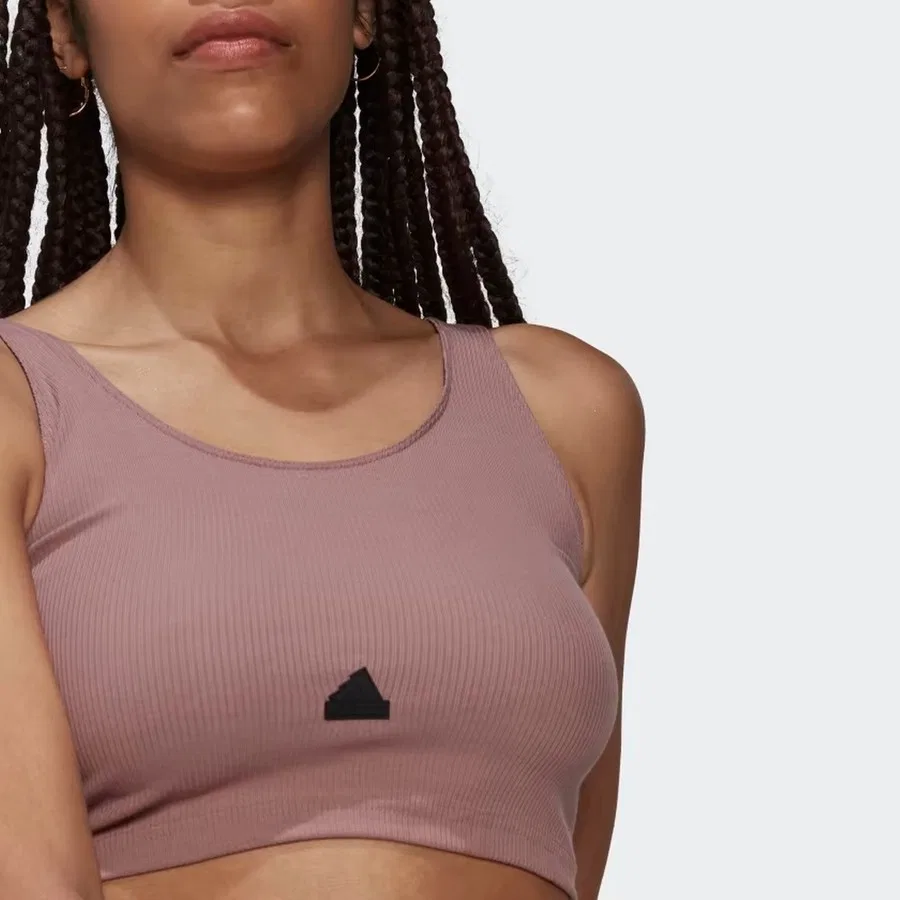 Спортивный топ с rib-текстурой adidas, Фиолетовый — фото 3