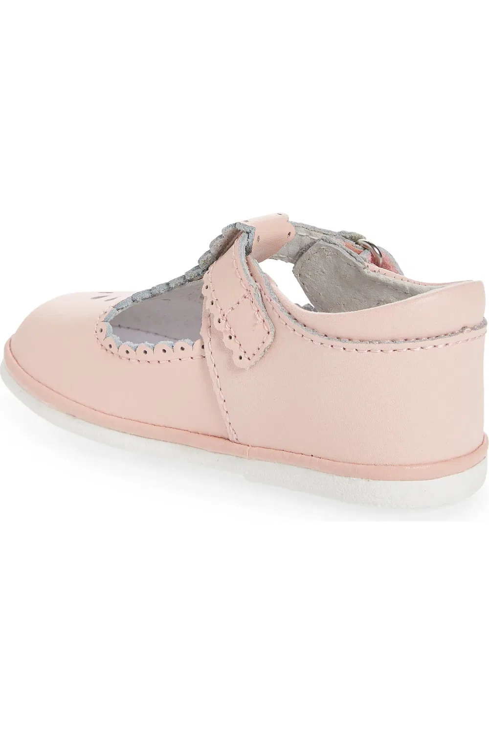 Детские сандалии T-strap кожаные Dottie Scalloped L'AMOUR, розовый — фото 2