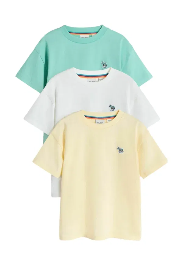 Комплект из 3 футболок с вышивкой Paul Smith Junior, белый/зеленый/желтый