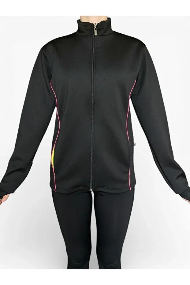 Детское худи с принтом Finger-Interlocking pink piped black tracksuit top with stones in balance She Can Wear, Rocky Balance — фото 2