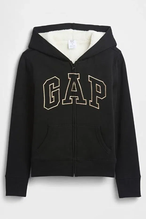 Детская толстовка для девочек с принтом V-Logo Heritage Gap, Black