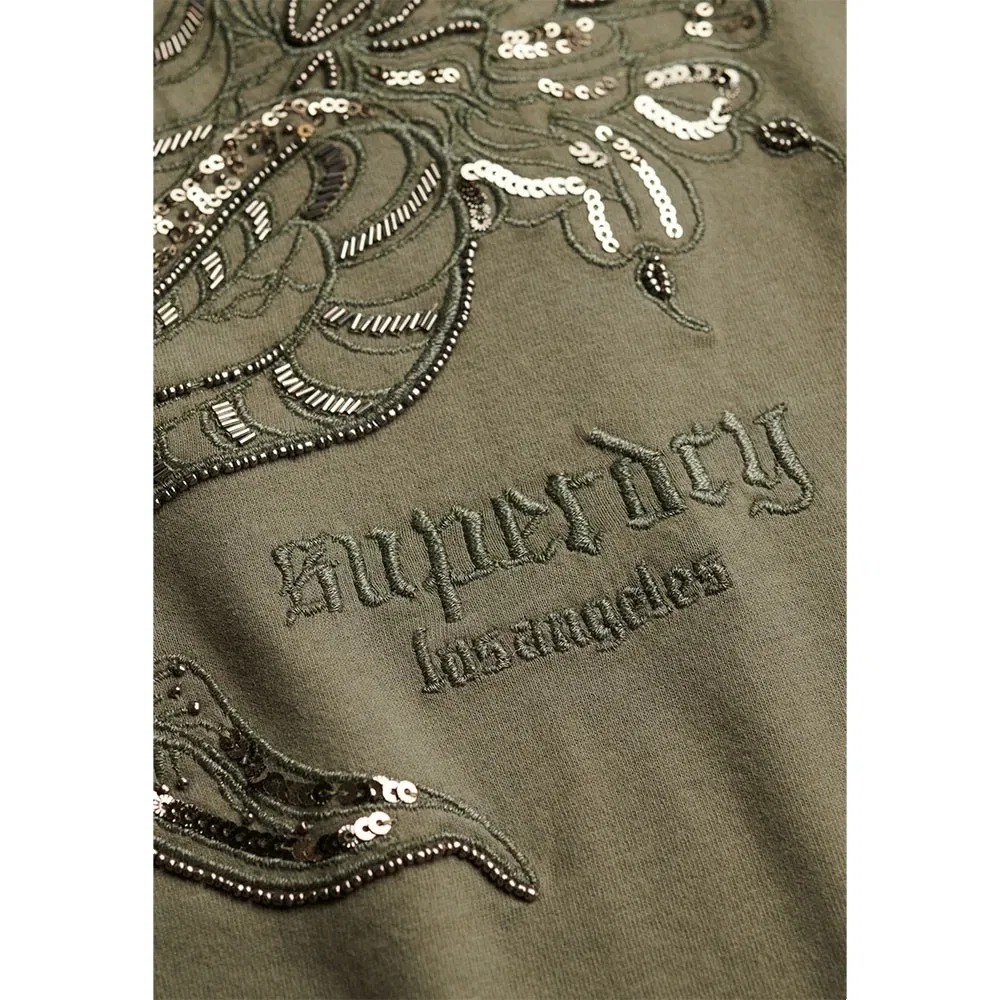 Футболка оверсайз с коротким рукавом Tattoo Embellish Superdry, зеленый — фото 2