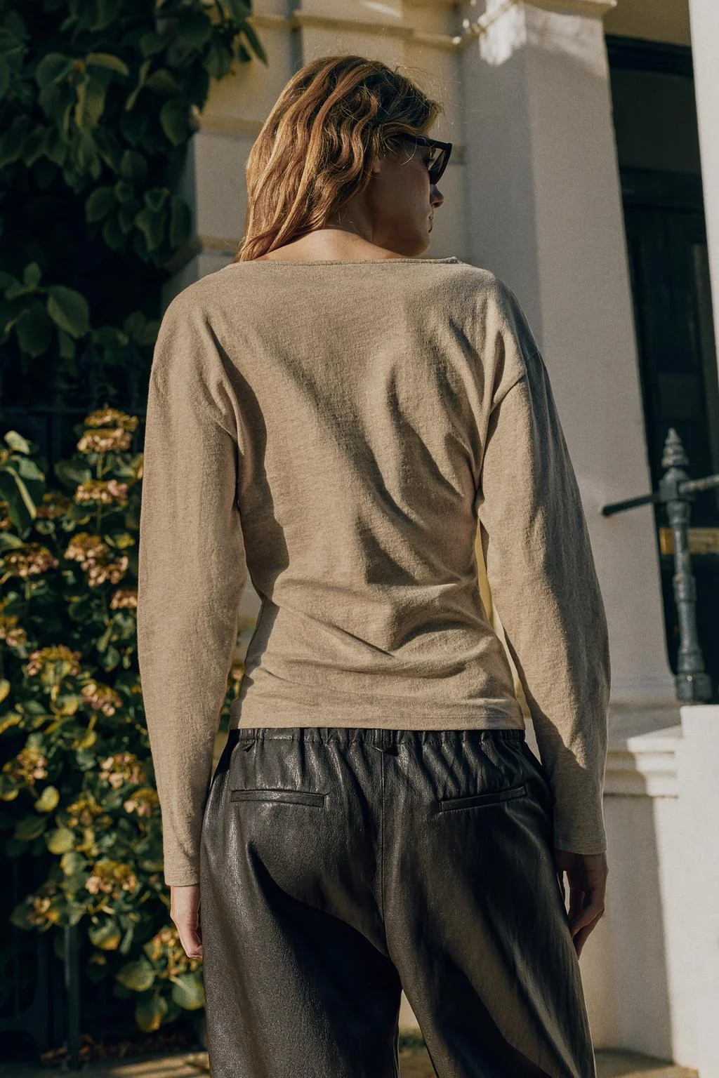 Лонгслив Zara с вырезом лодочка, песочный меланж — фото 3