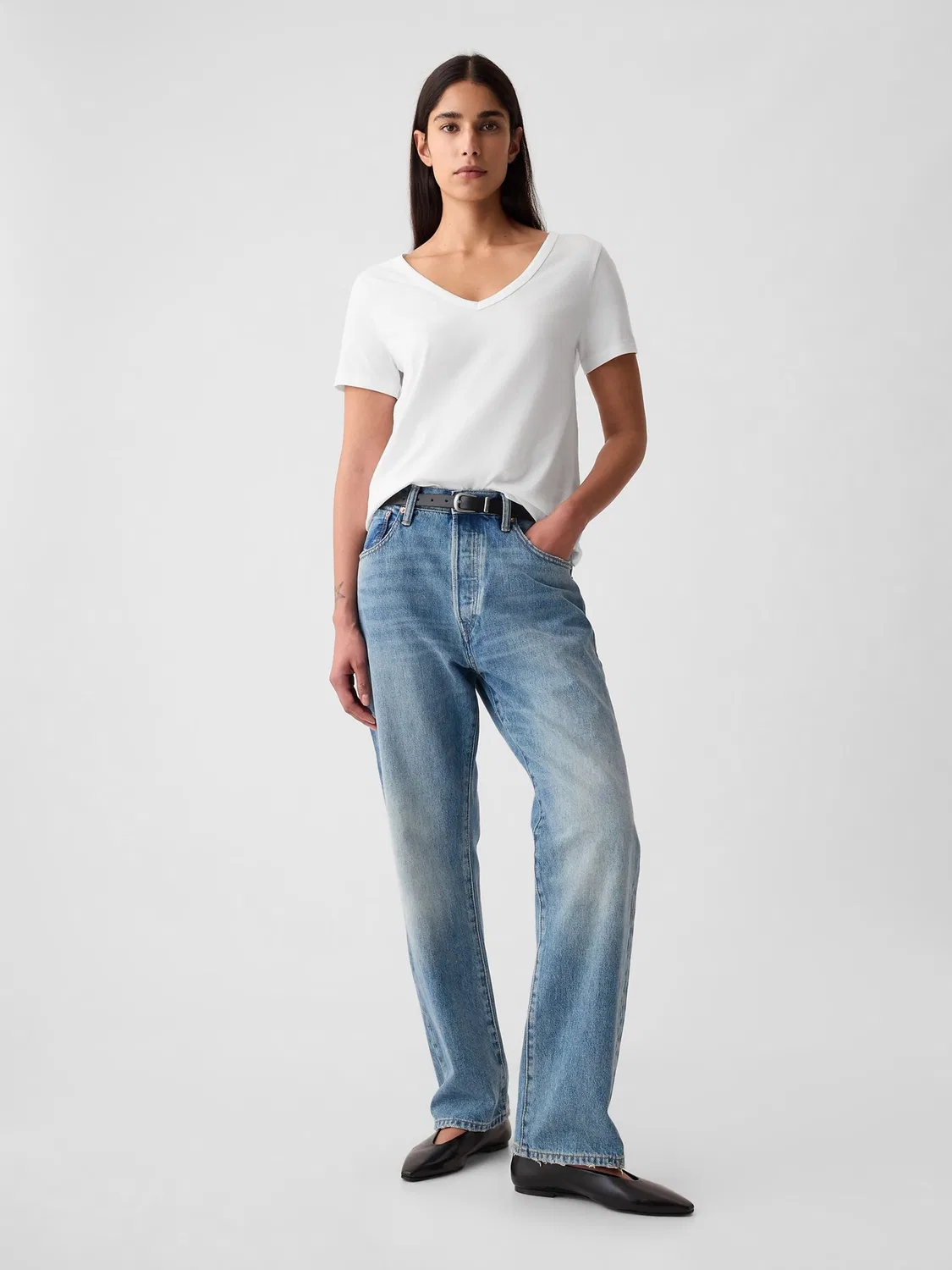 Футболка с v-образным вырезом Vintage Soft Gap, белый — фото 3