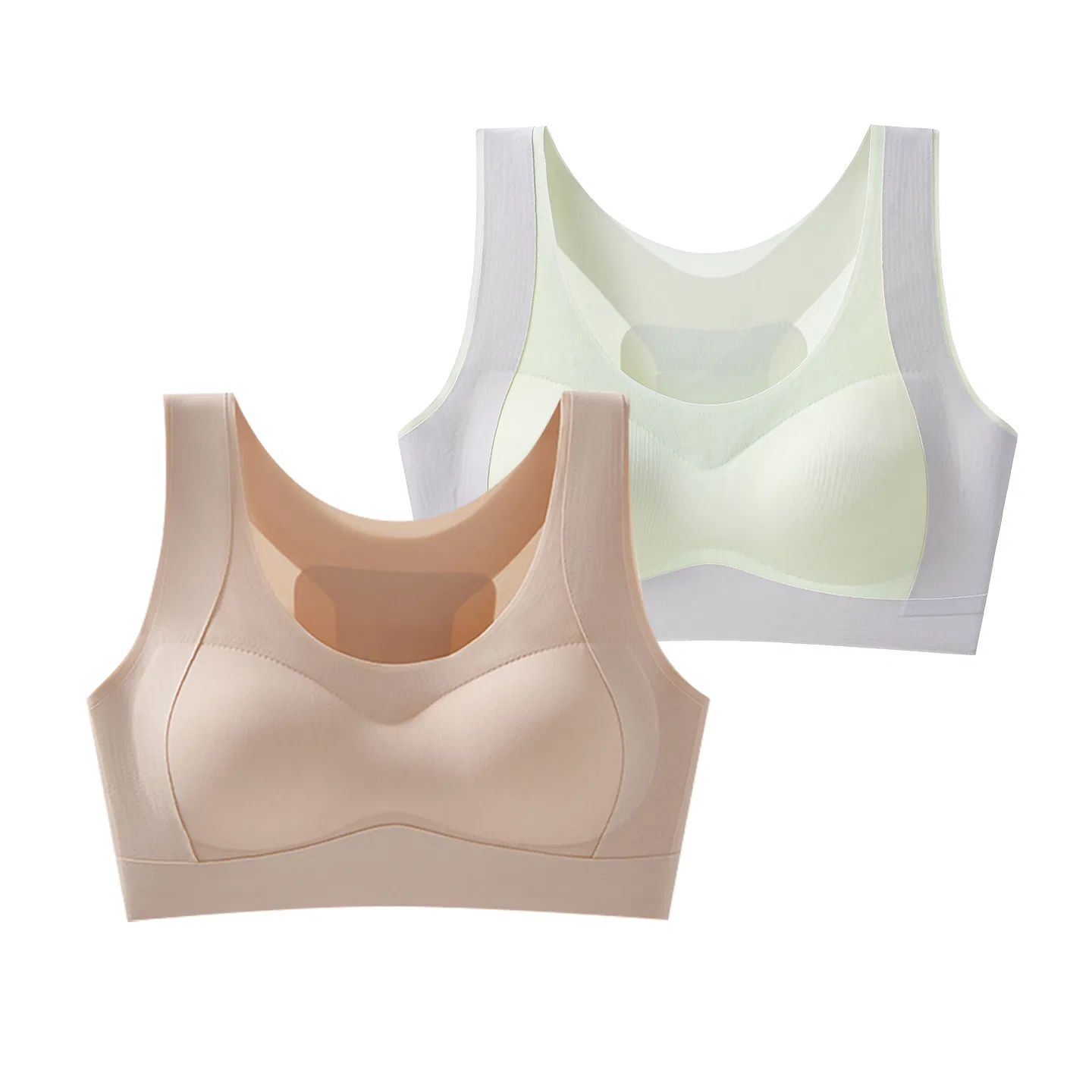 Детский бюстгальтер для девочек Vest Style Red bean, Цвет: Poudre Skin + Light Green
