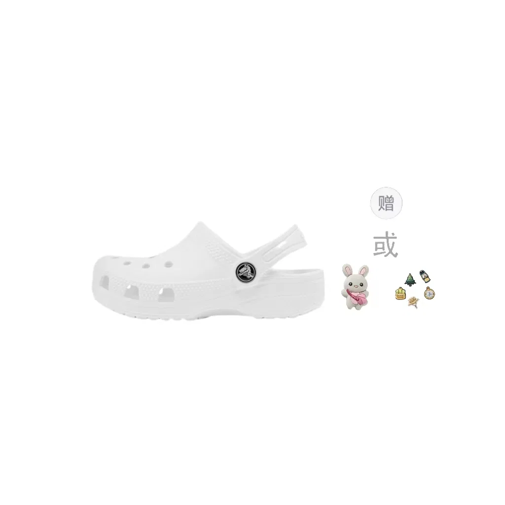 Детские сандалии-клоги Классические с цветком White Crocs, White Shoe Flower Giveaway Size