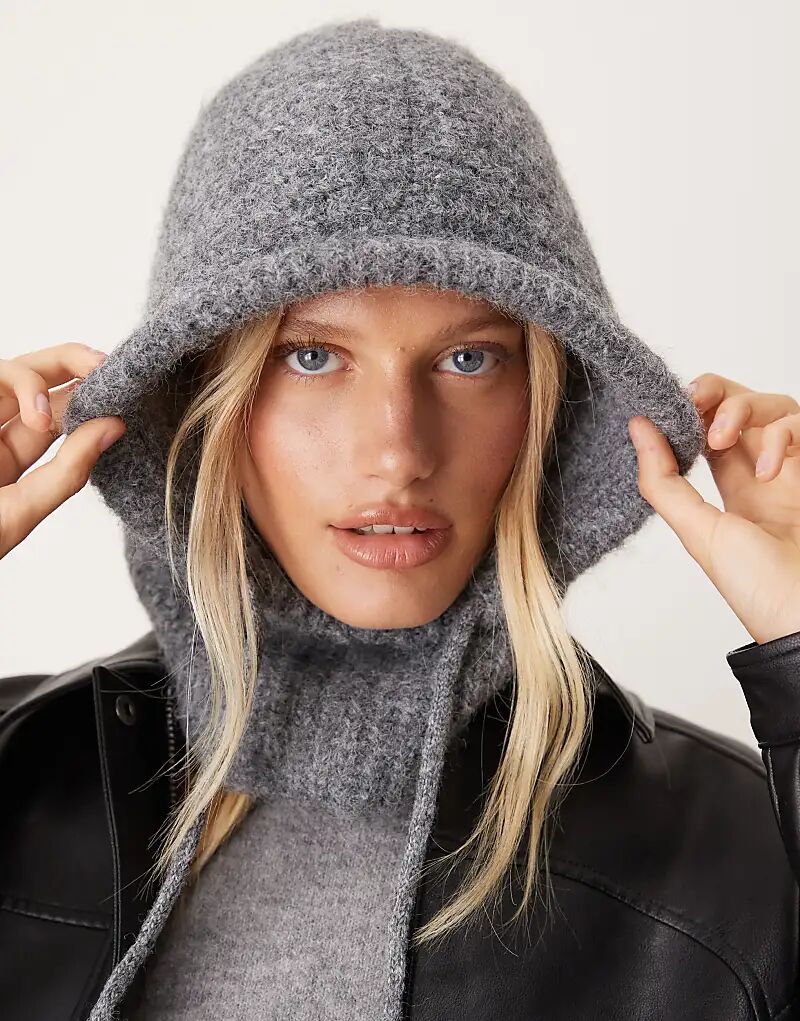 

Вязаный капюшон ASOS DESIGN серого цвета