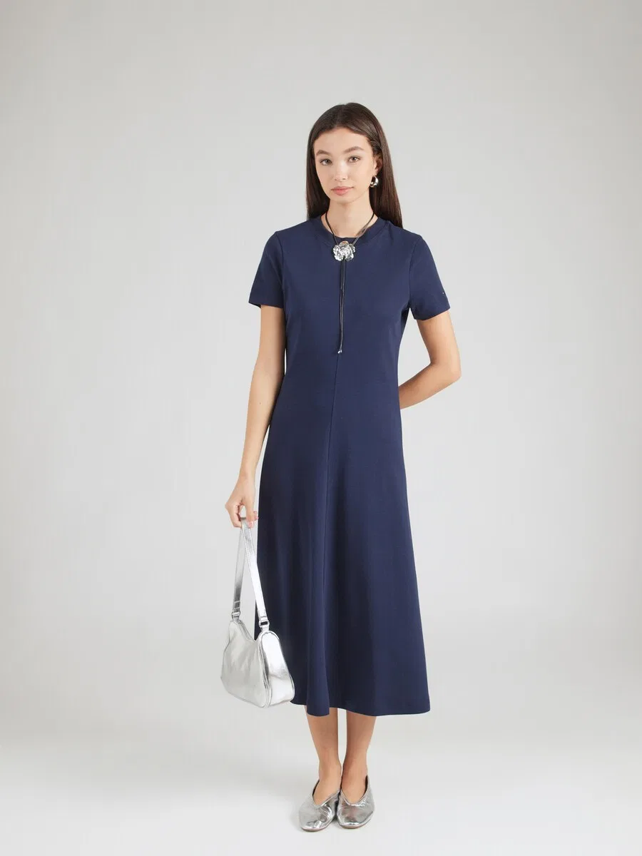 Платье TOMMY HILFIGER 'Interlock Midi Fit And Flare' синего цвета — фото 3