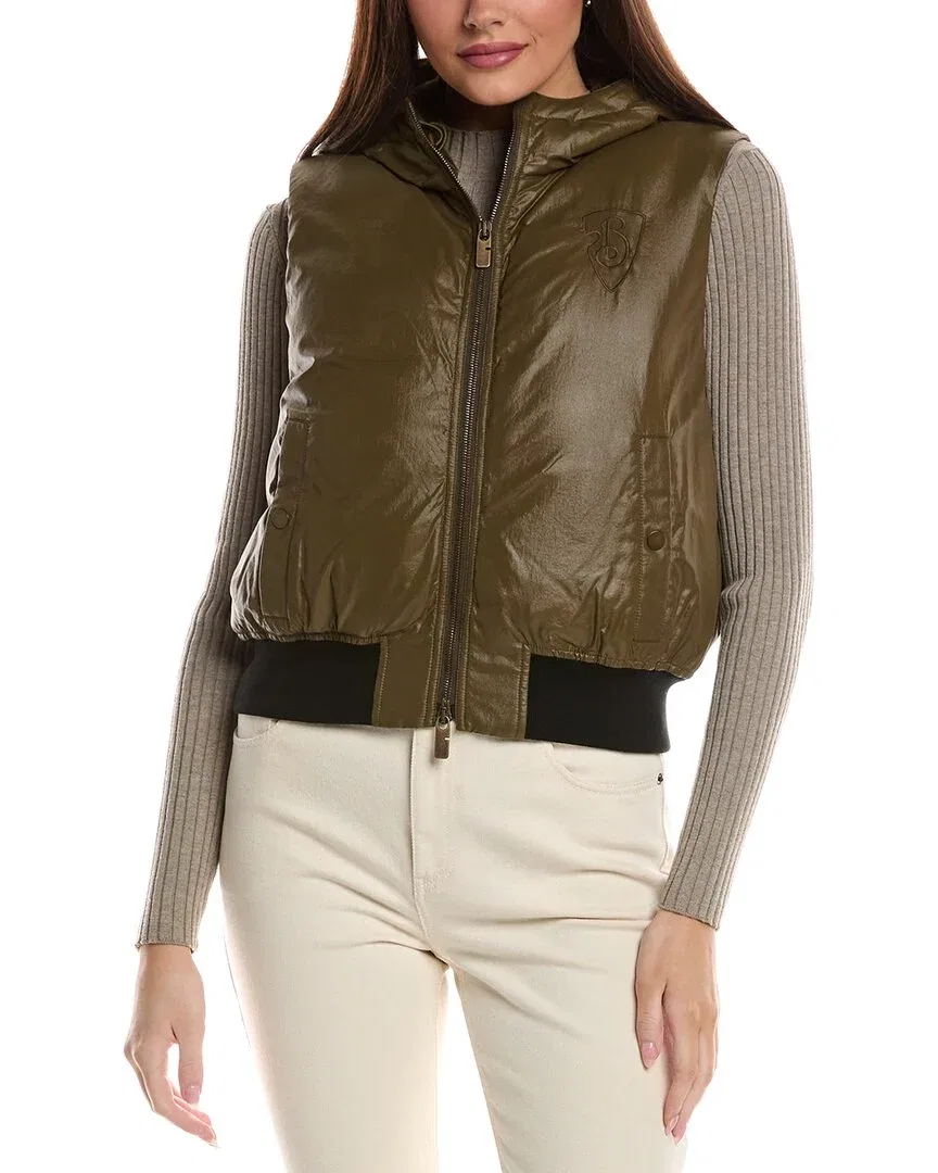 Женский жилет Burberry Logo с капюшоном, зеленый