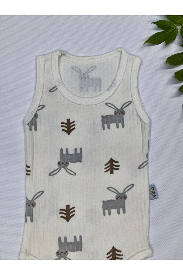 Детское боди-комбинезон для девочек с принтом 3-Pack 100% organic cotton rabbit patterned sleeveless snap fastener baby bodysuit undershirt Lifa Kids, Tavşandsn — фото 3