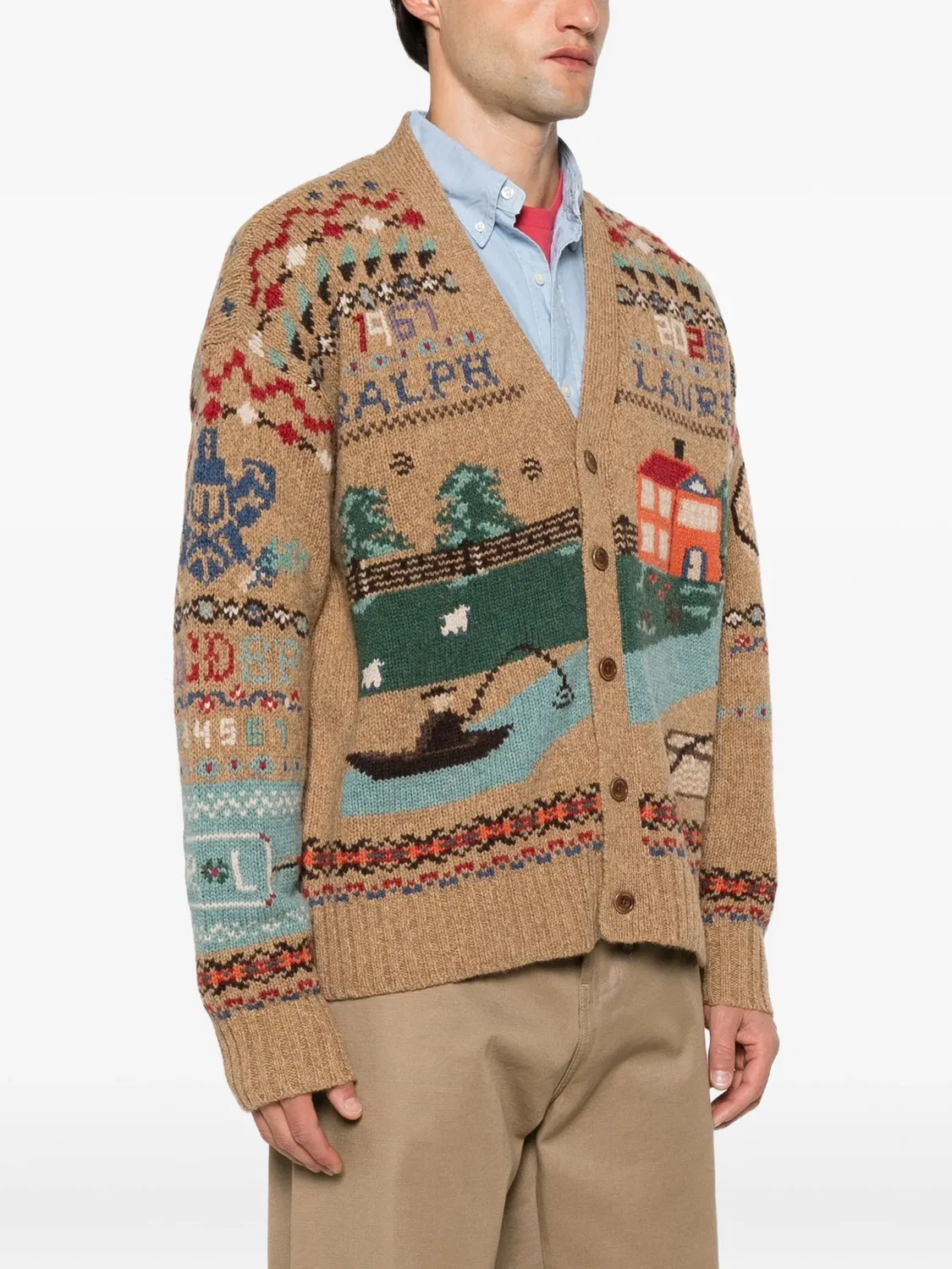Кардиган с V-образным вырезом Fair Isle Polo Ralph Lauren, нейтральные — фото 2