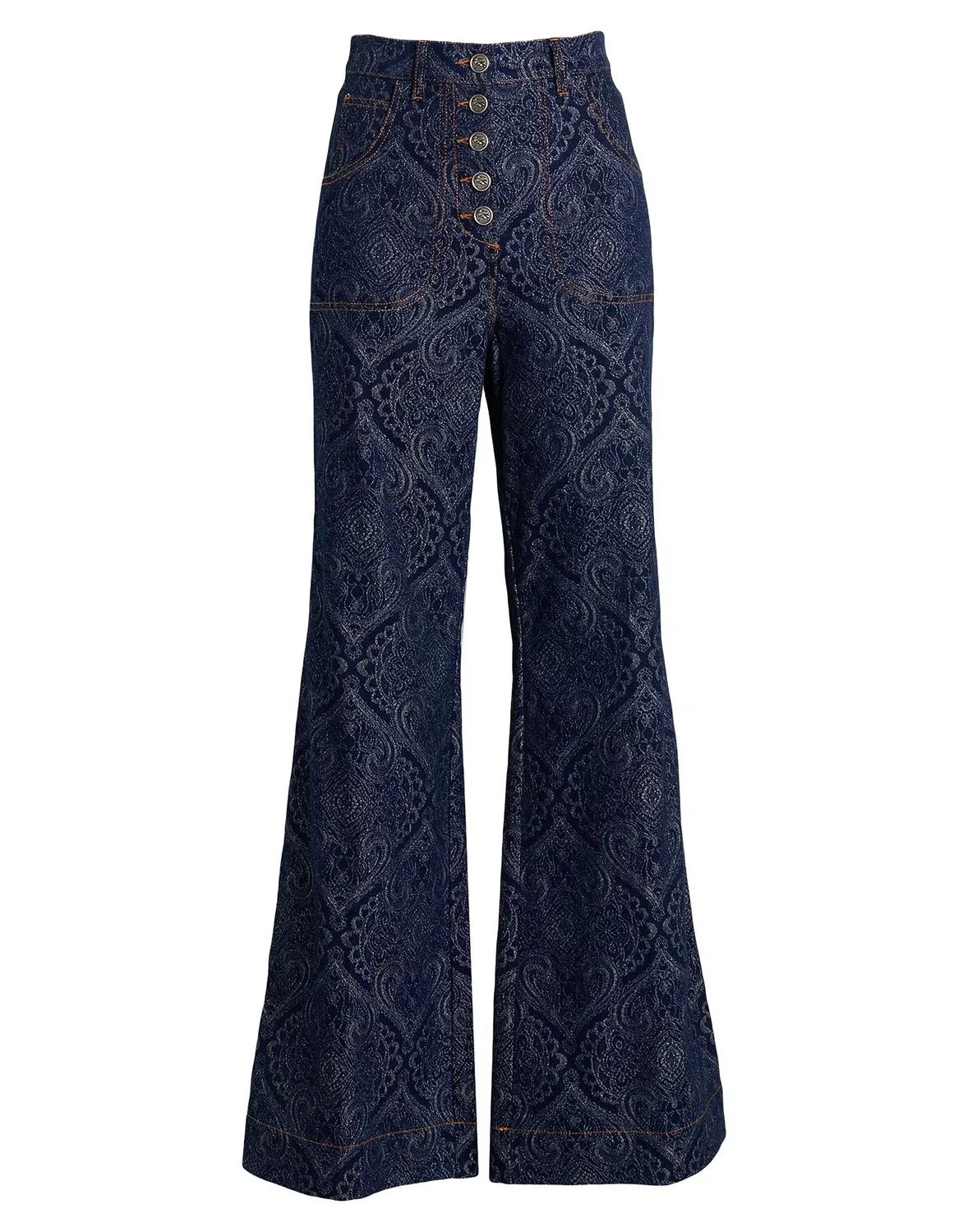 Женские джинсы клеш с принтом Paisley-print Etro, синий