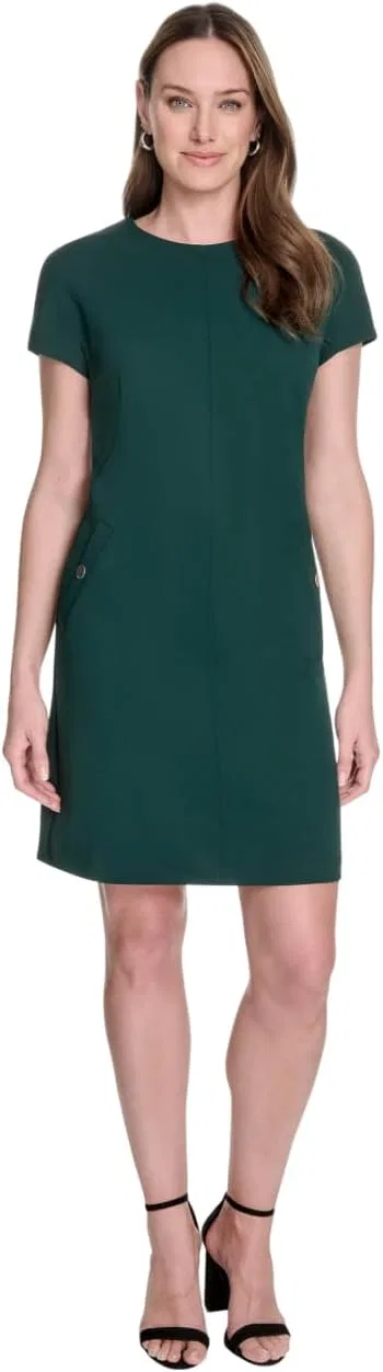 Женское шифоновое платье-футляр с коротким рукавом Tommy Hilfiger, Cypress