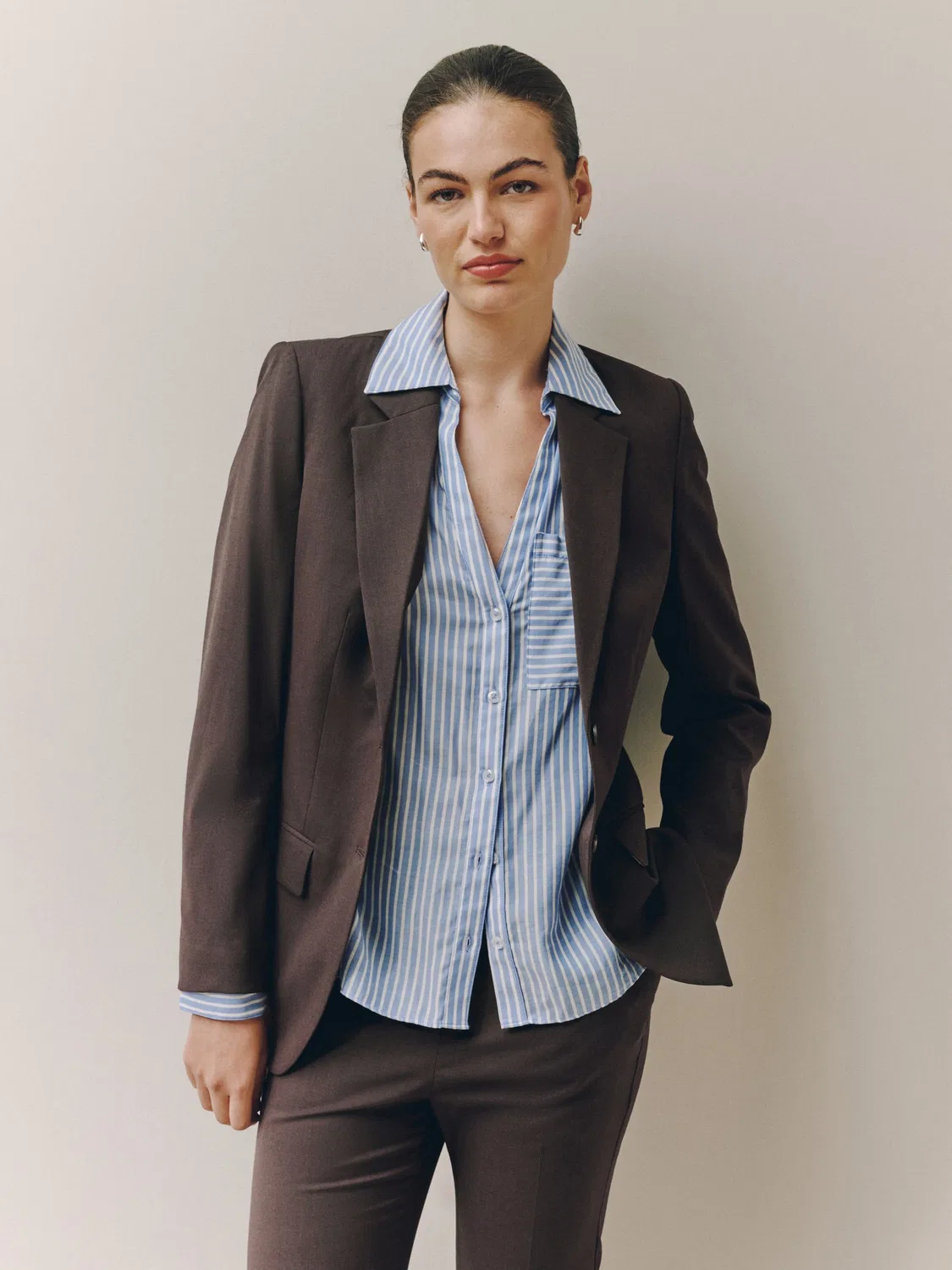 Блейзер приталенный однобортный Tailored Single Breasted Blazer Next, шоколадно-коричневый