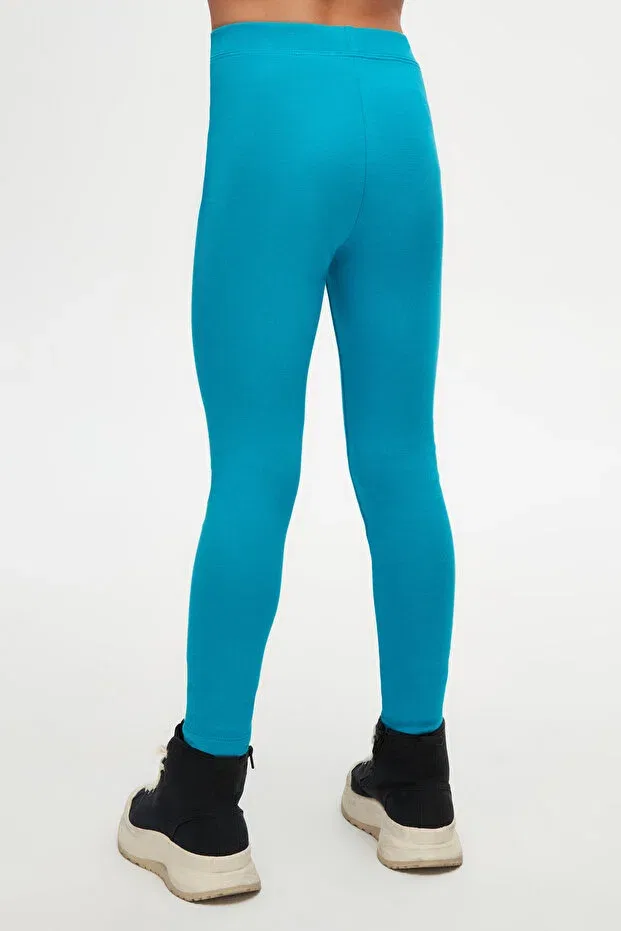 Детские леггинсы для девочек хлопковые Lovetti, Ocean Turquoise — фото 4