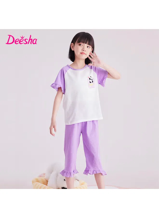 Домашний комплект с коротким рукавом из хлопка Deesha, фиолетовый